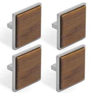 Plantex Knobs for Drawer/Square Drawer Knobs/Knobs for Cabinets/Pull-Push Knobs for Kitchen/Bedroom Drawer (Pack of 4) Big, Satin & Wood