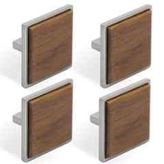 Plantex Knobs for Drawer/Square Drawer Knobs/Knobs for Cabinets/Pull-Push Knobs for Kitchen/Bedroom Drawer (Pack of 4) Big, Satin & Wood