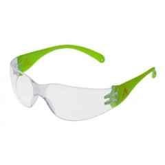 Karam ES001 Polycarbonate Frameless Clear Lens Safety Goggles with Neon Green Temple, UV Protected & Antifog