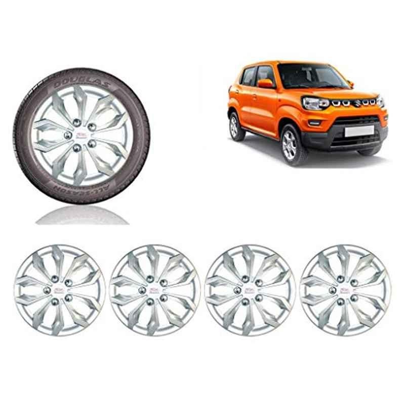 Auto Pearl 4 Pcs 14 inch ABS Silver Car Wheel Cover Set for Maruti Suzuki Spresso