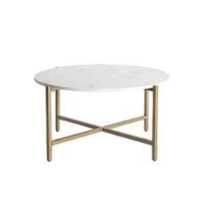 AVA Designz Marble Top White & Gold Coffee Table