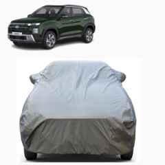 Aarex Auto Polyester Grey 100% Waterproof Car Body Cover with Mirror Pocket, All-Weather Protection, UV Resistant & Scratch-Proof for Hyundai Creta