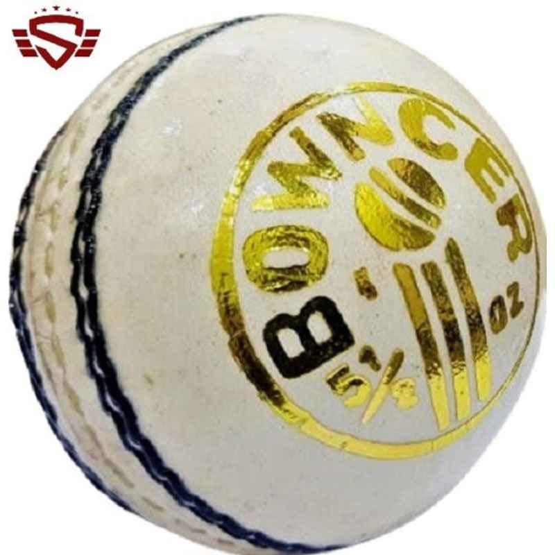 Shaspo White Bouncer Leather Cricket Ball