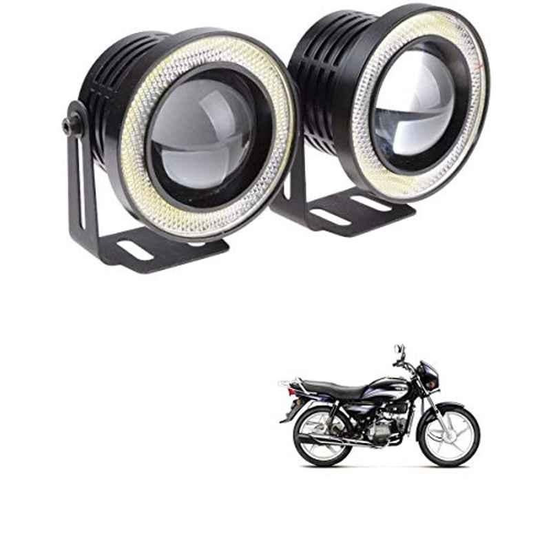 Kozdiko 2 Pcs 15W 3.5 inch High Power White LED Projector COB Fog Light Set with White Angel Eye Ring for Hero Splender Plus, koz_88284