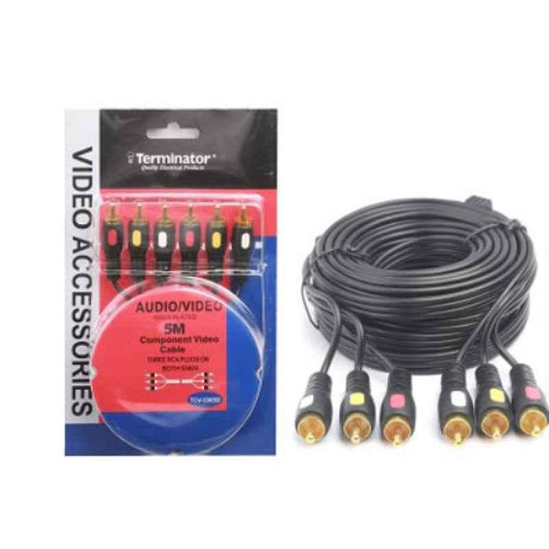 Terminator 5m Gold Plated Component Video Cable for TV, DVD, VCR, TCV-3305G