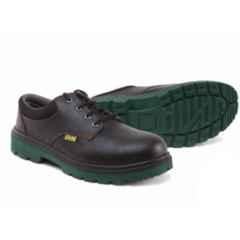 Jama Phoenix Genuine Leather Double Density PU Low Ankle Barton Print Black Safety Shoes, JS-076, Size: 8