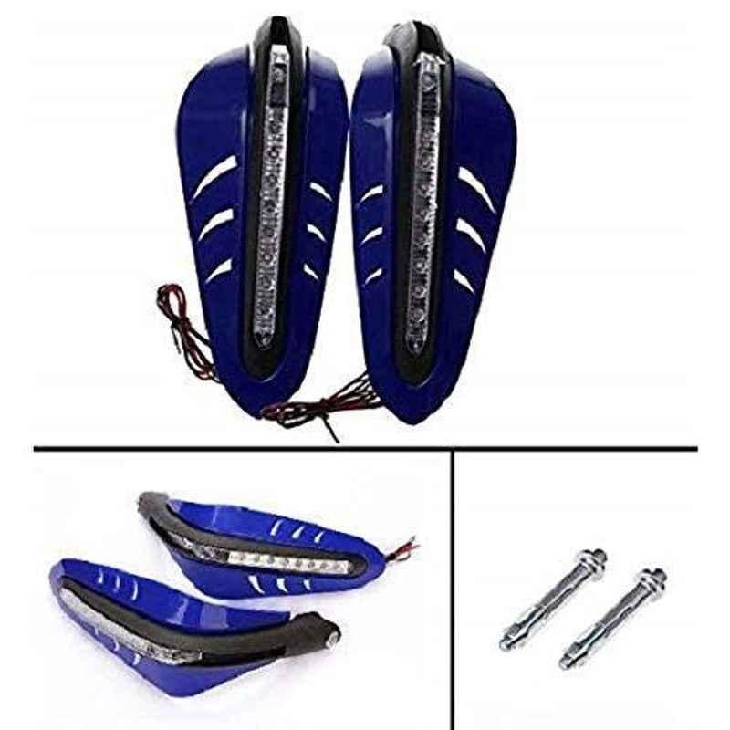 A4S 2 Pcs Blue Motorcycle Handguards with LED Light Set for TVS Apache RTR 160, ASTLO94
