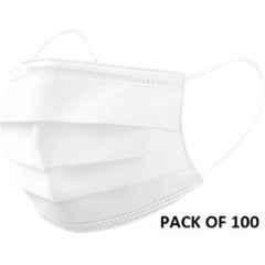 Wellstar 3 Layer Disposable & Reusable Non Woven White Surgical Mask with Nose Pin & Melt Blown Fabric, COURFUL MASK-65 (Pack of 100)