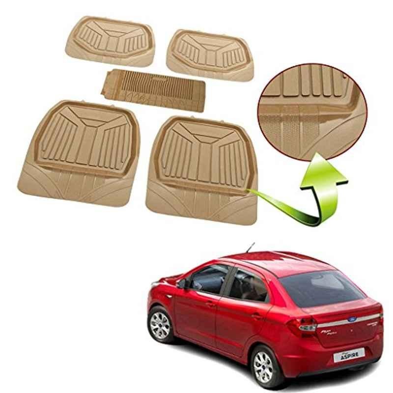 Kozdiko 5 Pcs Rubber Beige 3G Rubber Mat Set for Ford Fusion