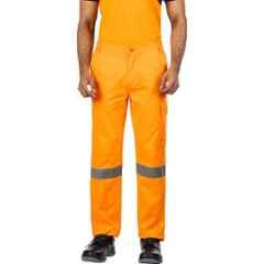 Atacama Night Hawk Poly Cotton Blend Twill Orange Industrial Work Trouser with Reflective Strip, AWT001OR, Size: 36