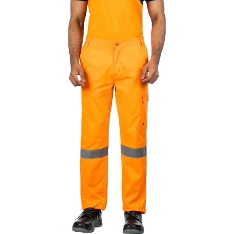 Atacama Night Hawk Poly Cotton Blend Twill Orange Industrial Work Trouser with Reflective Strip, AWT001OR, Size: 36