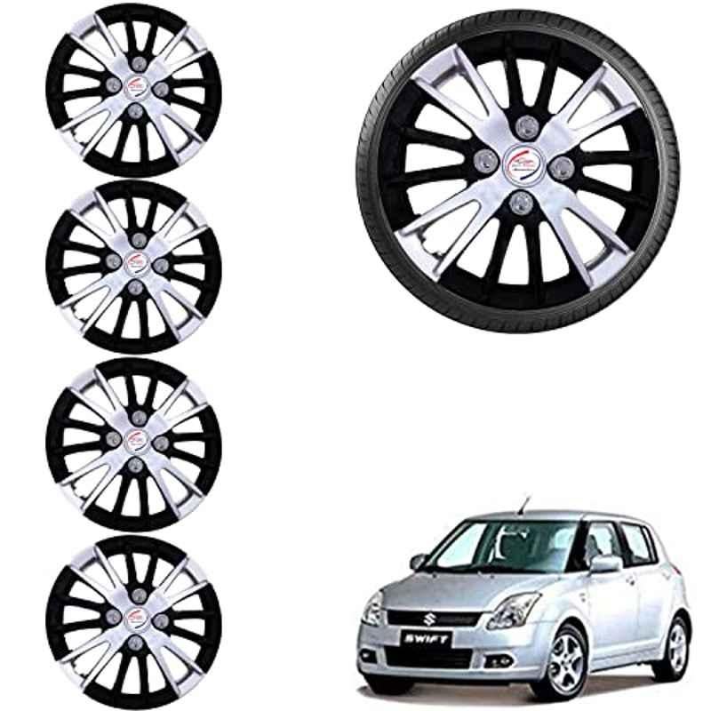 Auto Pearl 4 Pcs 14 inch ABS Black & Grey Car Wheel Cover Set for Maruti Suzuki Swift Type 1