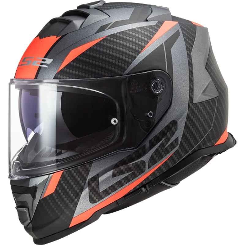 LS2 FF800 Strom Titanium Fluo Orange Full Face Helmet, LS2HFF800STFOXL, Size: XL