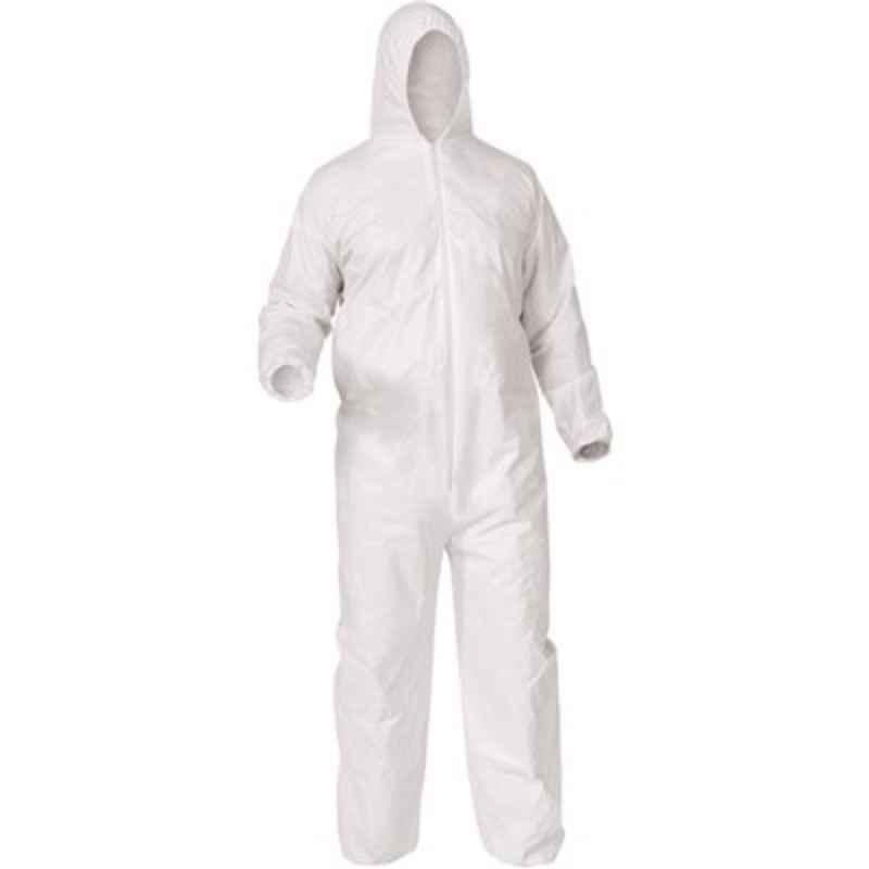 KleenGuard A35 Disposable Light Weight Breathable Coverall 38937- Pack of 25 x Economical Liquid & Particle Protection Hooded PPE - White Color & Medium Sized Safety Apparel from Kimberly Clark