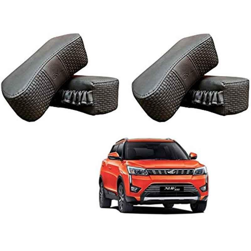 Kozdiko 4 Pcs CV Designer Grey Leatherite Neck Rest Car Cushion Pillow Set for Mahindra XUV 300
