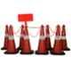 Ladwa 750mm Traffic Safety Cone with 8m Chain, 8 Hooks & 1 Sign Plate (Pack of 8)