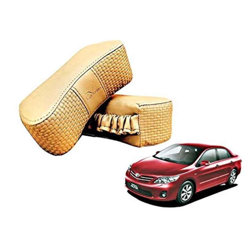 Kozdiko 2 Pcs Memory Foam Beige Luxurious Neck Rest Set for Toyota Corolla Altis, koz_31732
