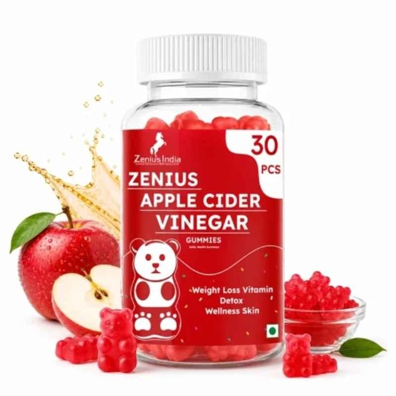 Zenius India 30 Pcs Apple Flavour Gummies with Vitamin B9, Vitamin B12, Apple Cider Vinegar, Orange Fruit & Veggies Blend for Weight Loss, Natural Detox & Wellness Skin
