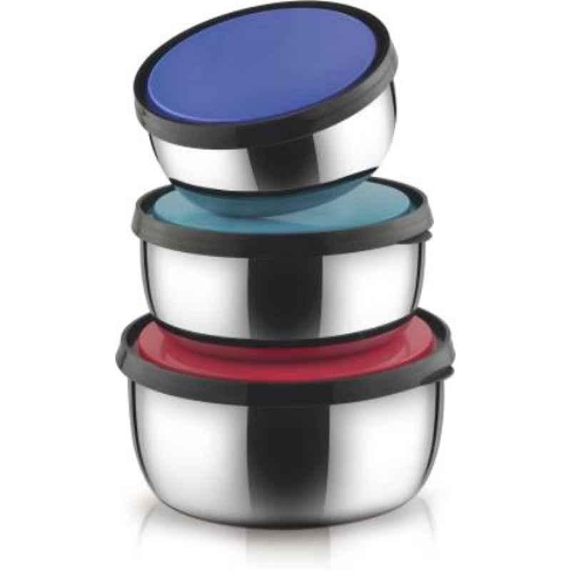 Classic Essentials 1404 3 Pcs Round Steel Grocery Container Set