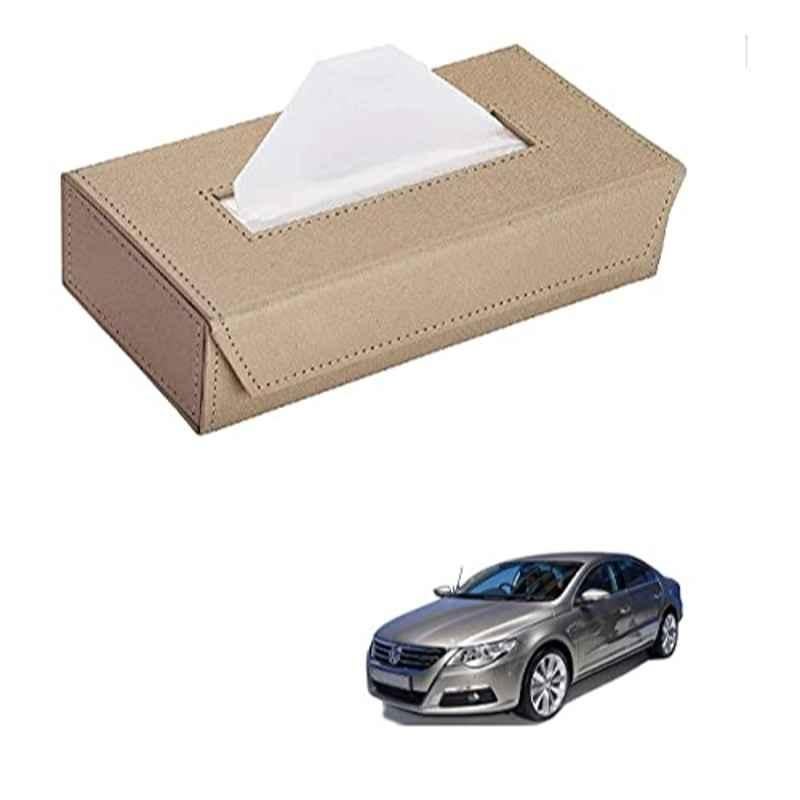 Kozdiko 100 Pulls PU Leather Beige Car Tissue Paper Box with 200 Sheets for Volkswagen Passat