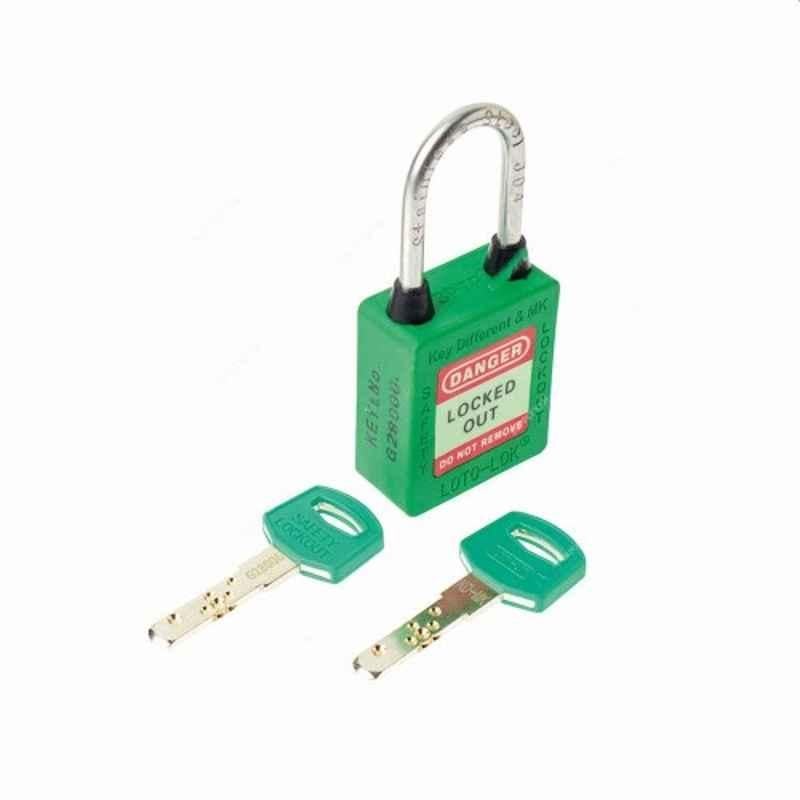 Loto-Lok 40x5mm Nylon & Stainless Steel Green Three Point Traceability Padlock, 3PTPGKDMKR40