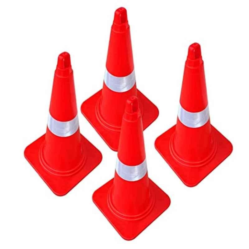 Ladwa 750mm PVC Red Traffic Safety Cones (Pack of 4)