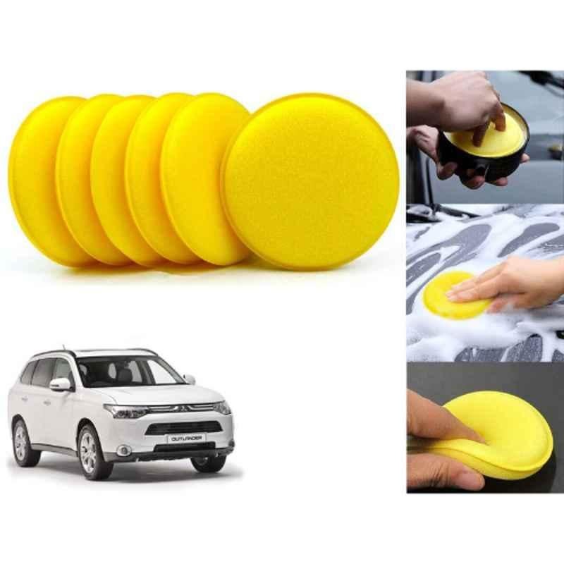 Auto Pearl Polyurethane Beige Washing & Waxing Polish Foam Sponge for Mitsubishi Outlander (Pack of 6)