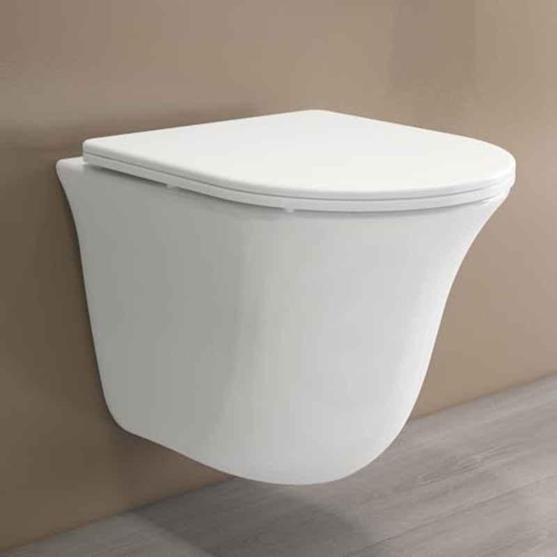 Plantex Ceramic White Glossy P Trap Wall Hung Commode for Toilet