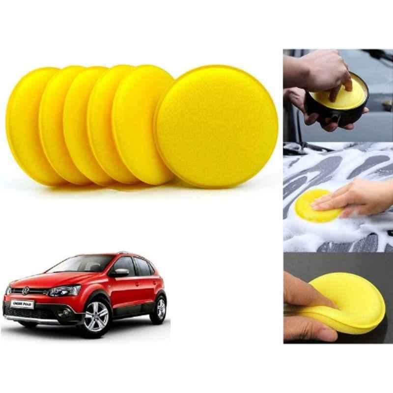 Auto Pearl Polyurethane Beige Washing & Waxing Polish Foam Sponge for Polo Cross 2014 (Pack of 6)