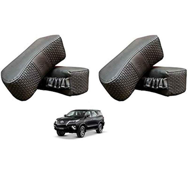 Kozdiko 4 Pcs CV Designer Grey Leatherite Neck Rest Car Cushion Pillow Set for Toyota Fortuner 2016