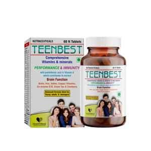HealthBest Teenbest 60 Pcs Multivitamin & Minerals Supplement Tablets Bottle for Teenagers Healthy Growth & Immunity