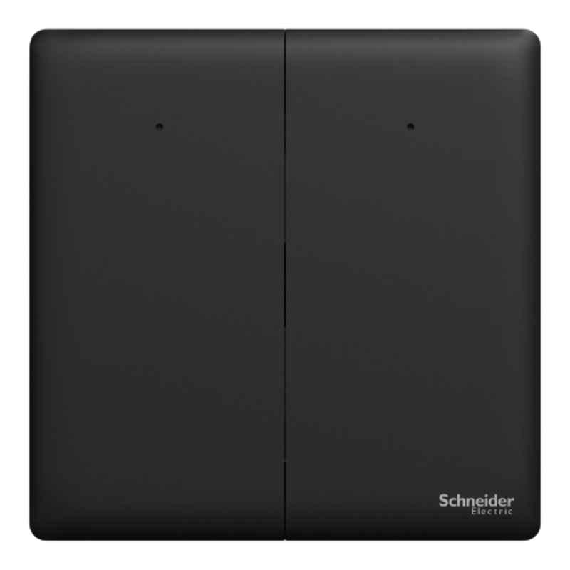 Schneider Electric Unica X 16A 250V 1 Way 2 Gangs Jet Black Switch with LED, NUX32_1N_JB