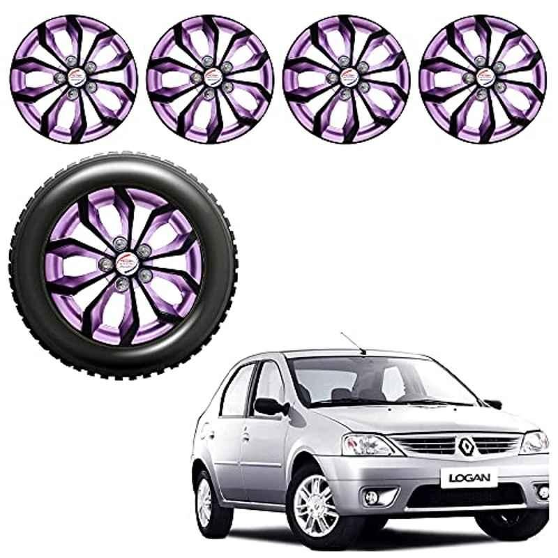 Auto Pearl 4 Pcs 14 inch ABS Black & Violet Car Wheel Cover Set for Renault Logan