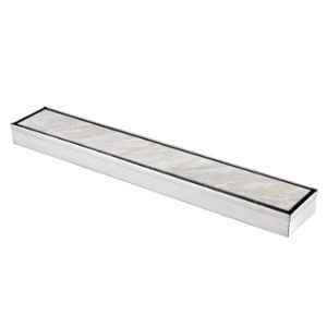 Ruhe 18x3 inch SS-304 Steel Grey Marble Insert Shower Drain Channel for 21mm Marble, 16-0202-02