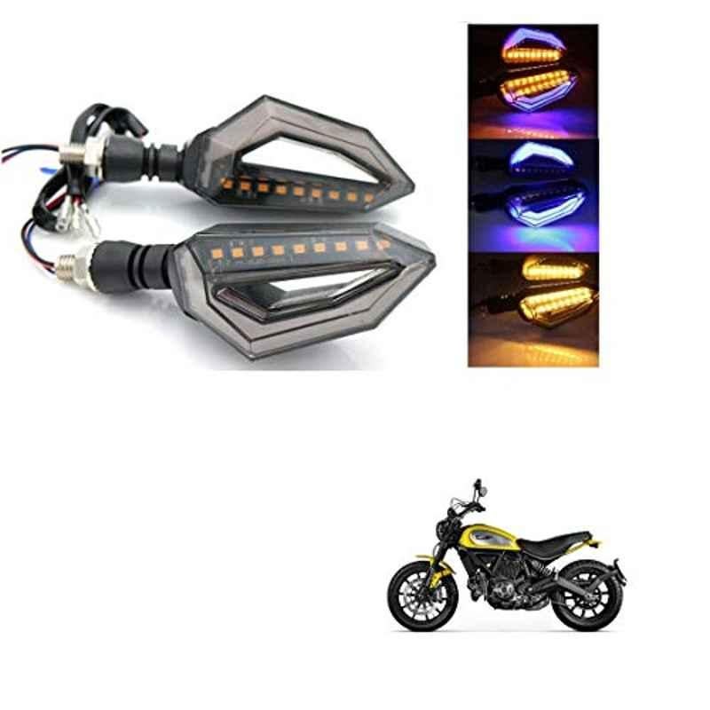 Kozdiko 4 Pcs Bike D Shaped 9 LED Front & Rear Side Turn Signal Indicator Light Set for Ducati Scrambler