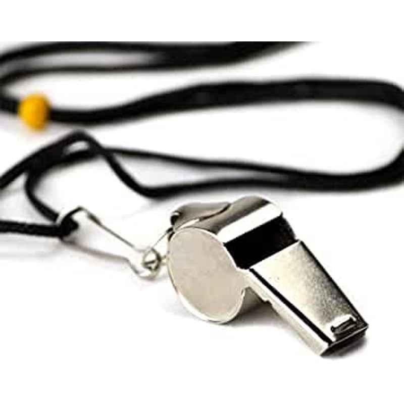 Abbasali Stainless Steel Whistle With Lanyard For Coaches, Referees, And Official (Pack Of 2)