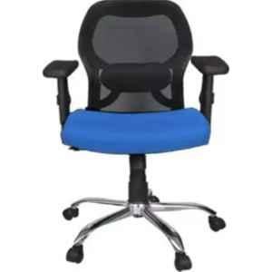 Vizolt Blue Low Back Natural Fiber DIY Office Chair with Adjustable Arm