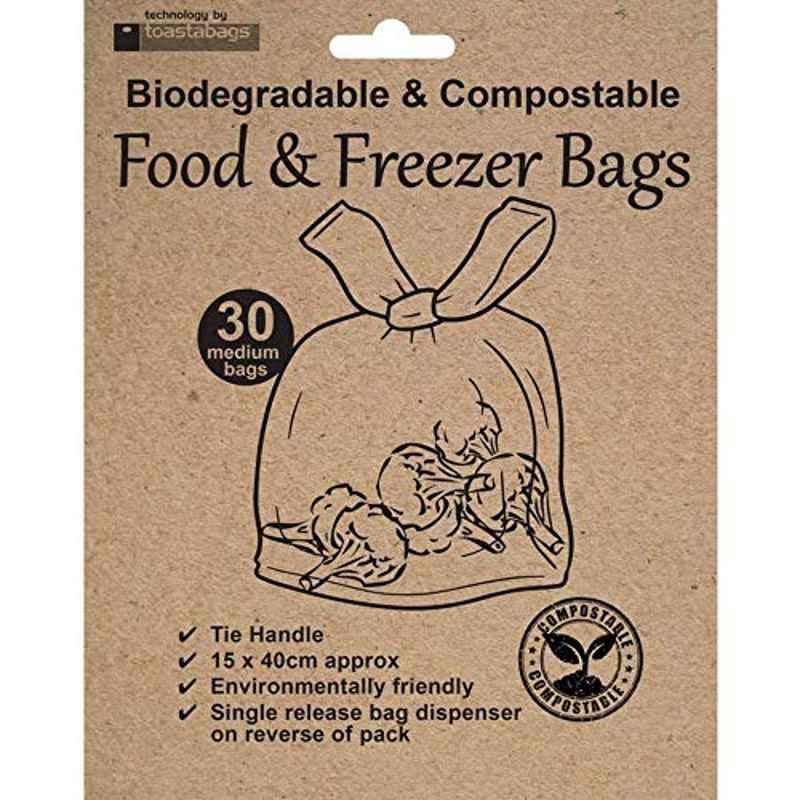 Toastabags 30 Pcs Plastic Clear Medium Biodegradable & Compostable Food & Freezer Bags, UTST5300_1