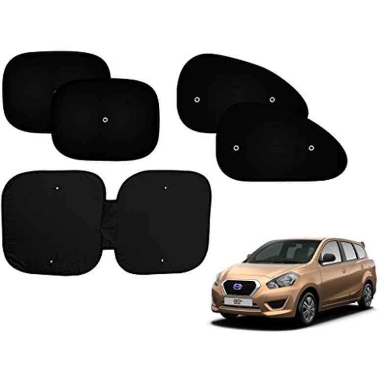 Auto Pearl 5 Pcs PVC & Mesh Black Window & Front Sun Shade Set for Datsun GO Plus