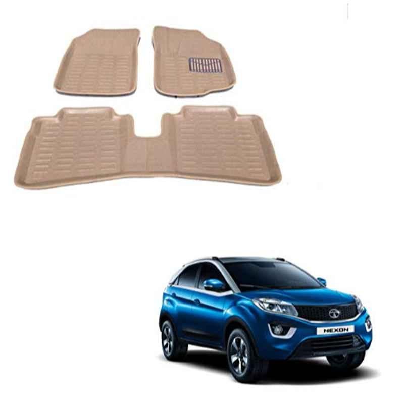 Kozdiko Thermoplastic Elastomer Beige 3D Car Floor Mat Set for Tata Nexon