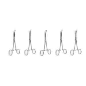 Forgesy 8 inch Stainless Steel Kocher Hemostat Curved Forceps, X54 (Pack of 5)