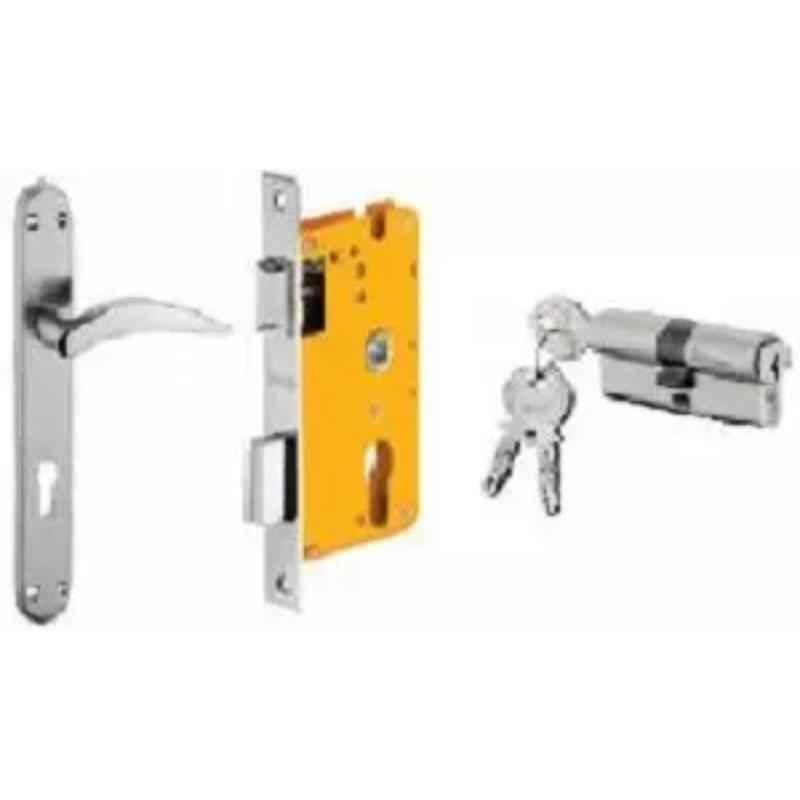 Dorset ML Series Hannah 60mm Stainless Steel Silver Chrome Finish Door Handle Lock Set with Both Side Key Cylinder, ML HA (Pack of 4)