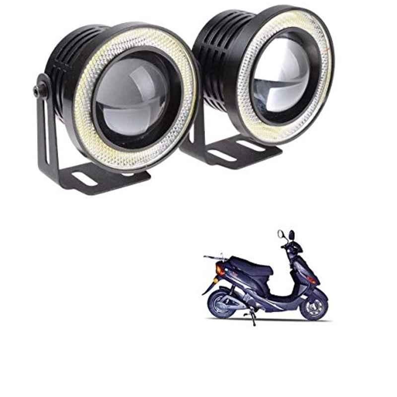 Kozdiko 2 Pcs 15W 3.5 inch High Power White LED Projector COB Fog Light Set with White Angel Eye Ring for Avon E Mate, koz_88468