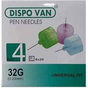 Dispovan 100 Pcs 4mm 32G Plastic Multicolour Insulin Pen Needle Box, SE-02092023