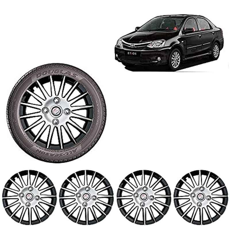 Auto Pearl 4 Pcs 14 inch ABS Silver & Black Wheel Cover Set for Toyota Etios Liva