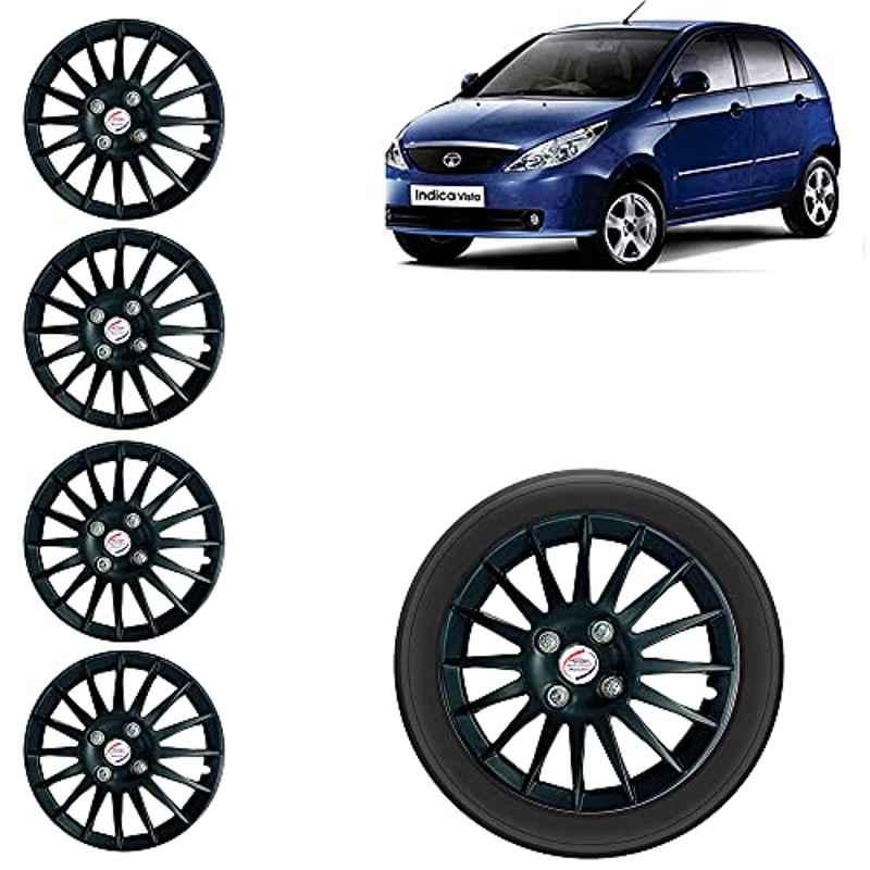Auto Pearl 4 Pcs 14 inch ABS Black Car Wheel Cover Set Tata Indica Vista
