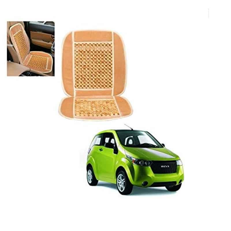 Kozdiko Wooden Bead Seat with Beige Velvet Border for Mahindra Reva
