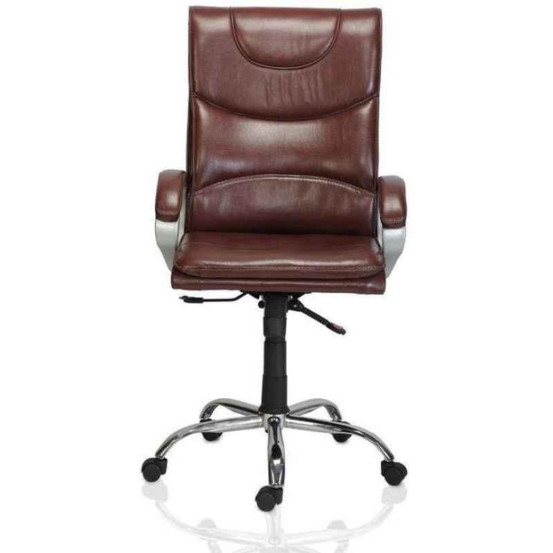 Chair Garage PU Leatherette Brown Adjustable Height Office Chair with Back Support, CG135