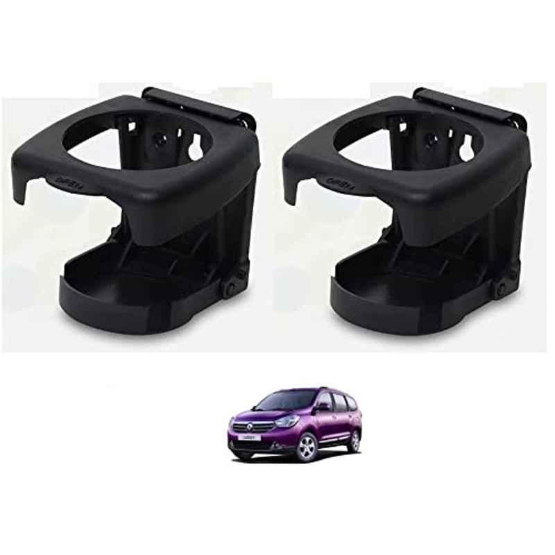 Kozdiko Plastic Black Foldable Drink & Bottle Holder for Renault Lodgy (Pack of 2)
