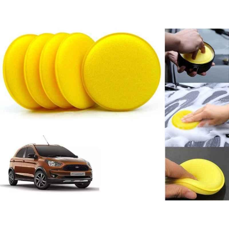 Auto Pearl Polyurethane Beige Washing & Waxing Polish Foam Sponge for Aspire Free Style 2018 (Pack of 5)
